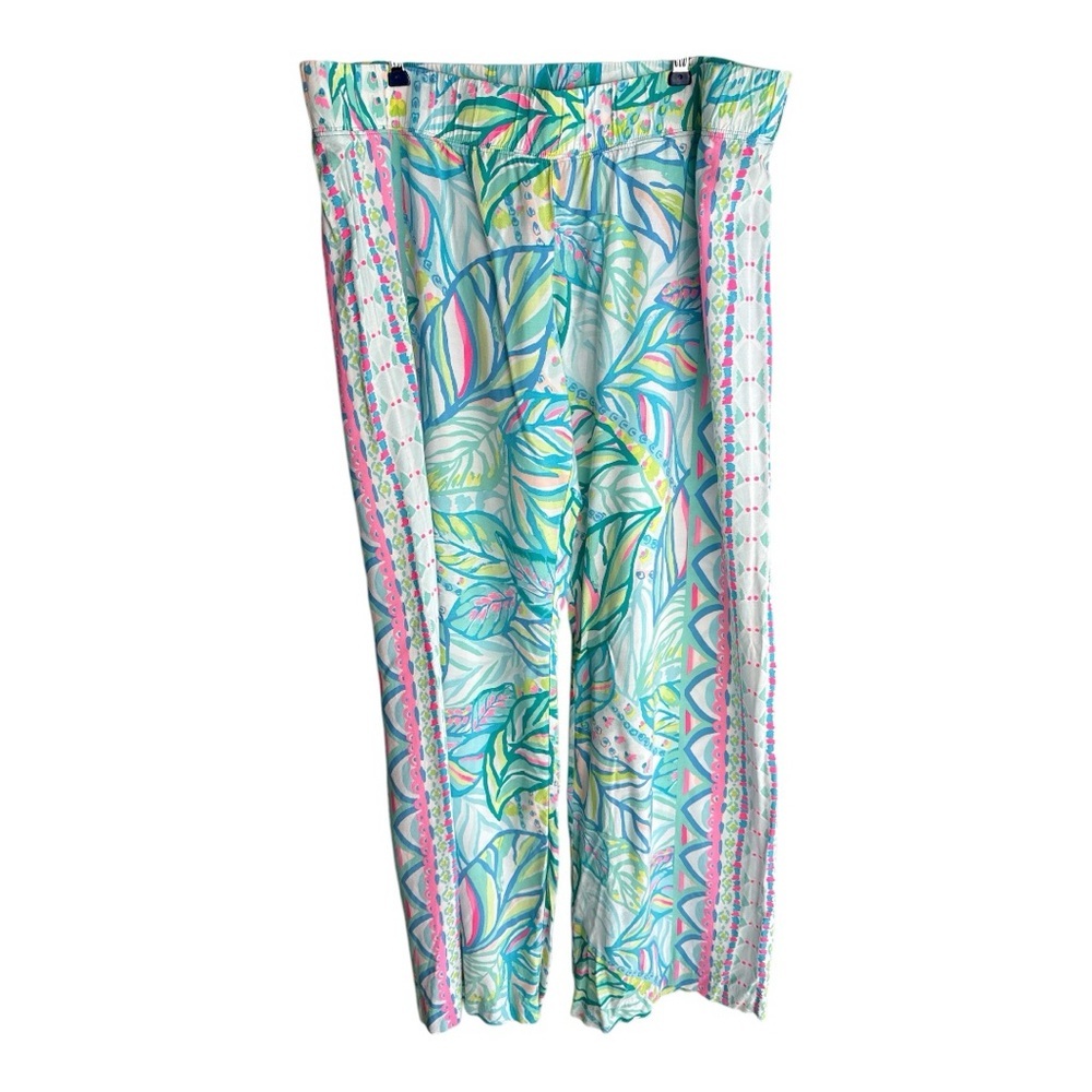 Lilly Pulitzer Green and Blue Wide Leg Pants Bal Harbor XL